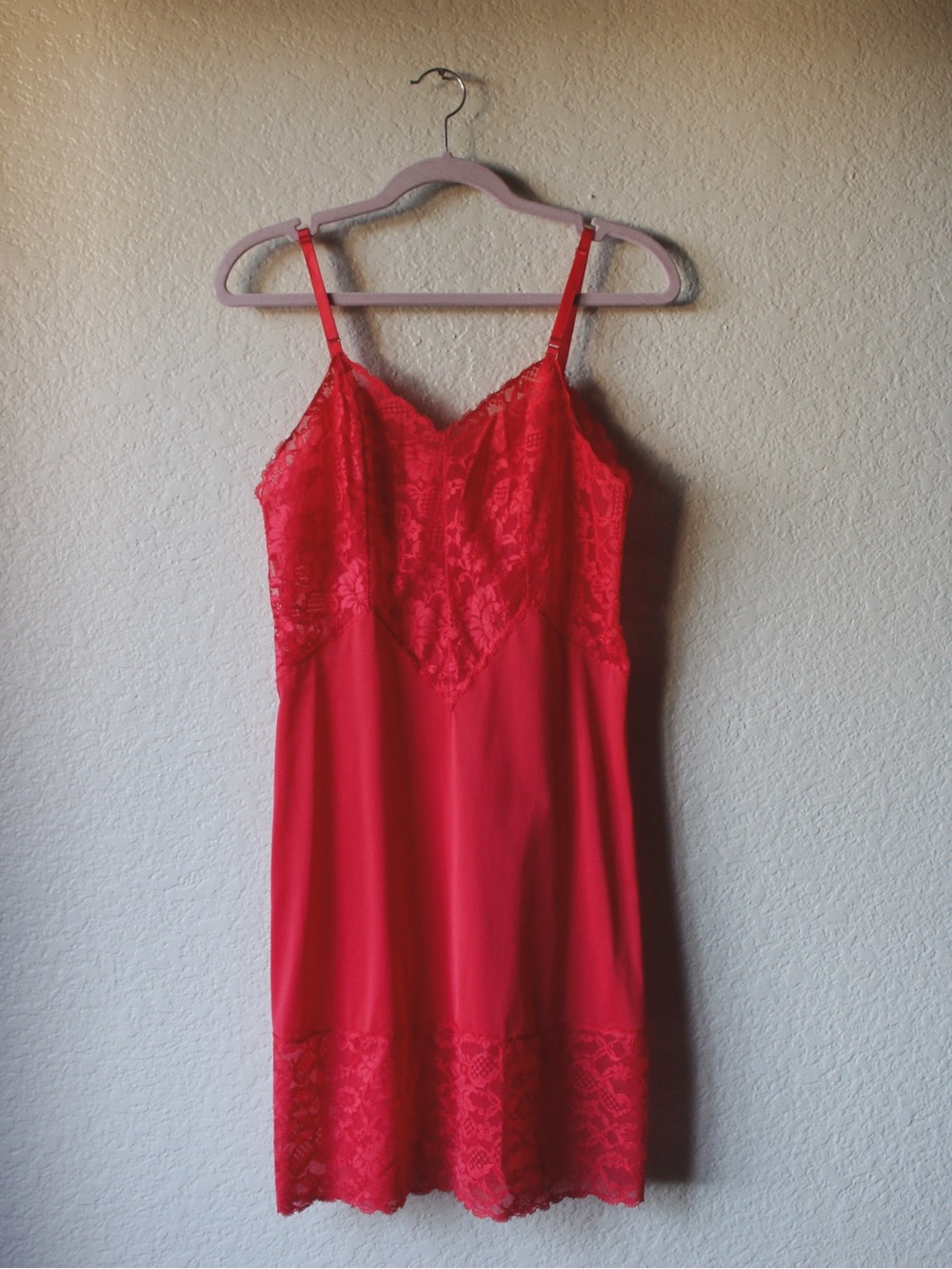 Red Lace Trim Slip Dress — Women’s Intimate Sleepwear